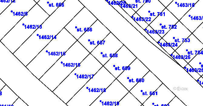 Parcela st. 658 v KÚ Pozlovice, Katastrální mapa