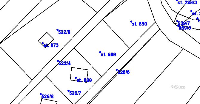 Parcela st. 689 v KÚ Pozlovice, Katastrální mapa