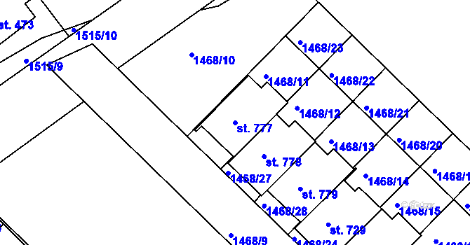Parcela st. 777 v KÚ Pozlovice, Katastrální mapa