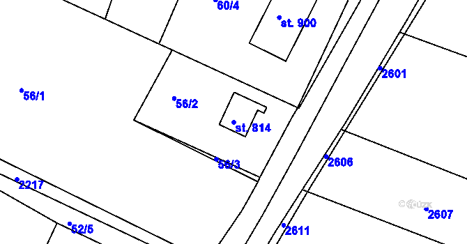 Parcela st. 814 v KÚ Pozlovice, Katastrální mapa