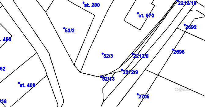Parcela st. 52/3 v KÚ Pozlovice, Katastrální mapa