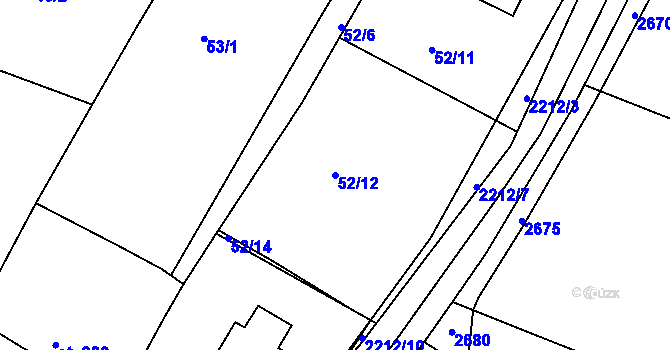 Parcela st. 52/12 v KÚ Pozlovice, Katastrální mapa