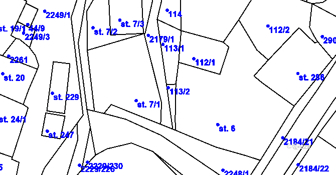Parcela st. 113/2 v KÚ Pozlovice, Katastrální mapa