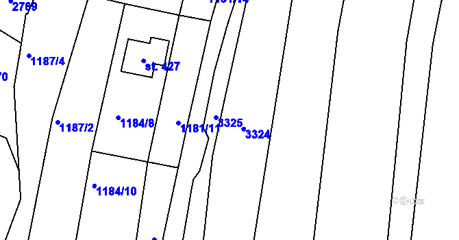 Parcela st. 1181/13 v KÚ Pozlovice, Katastrální mapa