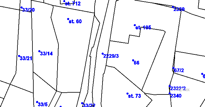 Parcela st. 2229/3 v KÚ Pozlovice, Katastrální mapa