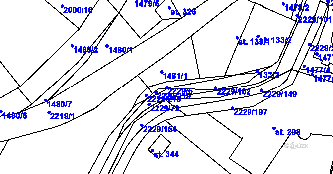 Parcela st. 2229/6 v KÚ Pozlovice, Katastrální mapa