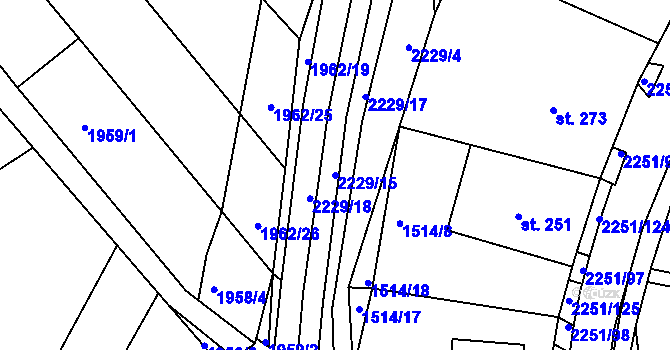 Parcela st. 2229/15 v KÚ Pozlovice, Katastrální mapa