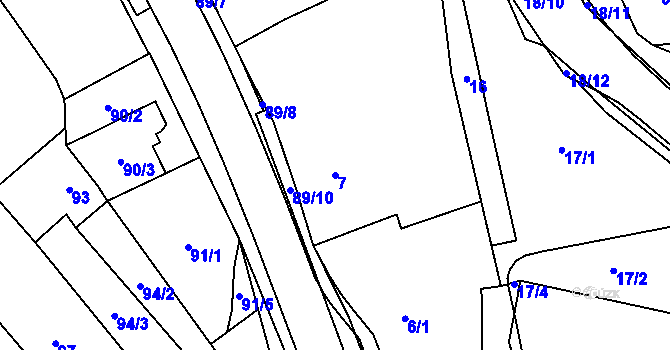 Parcela st. 7 v KÚ Pozořice, Katastrální mapa
