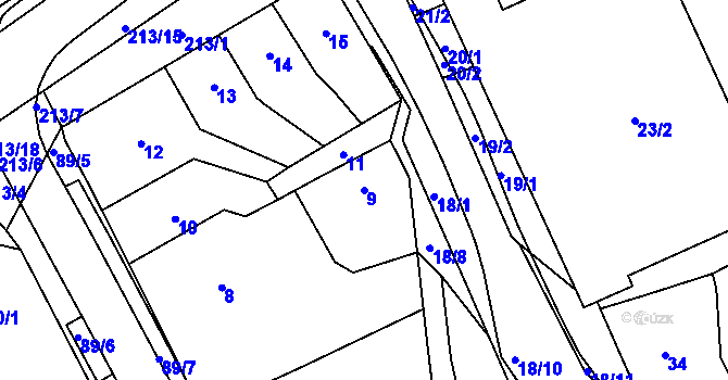 Parcela st. 9 v KÚ Pozořice, Katastrální mapa