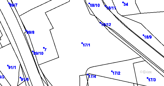 Parcela st. 17/1 v KÚ Pozořice, Katastrální mapa