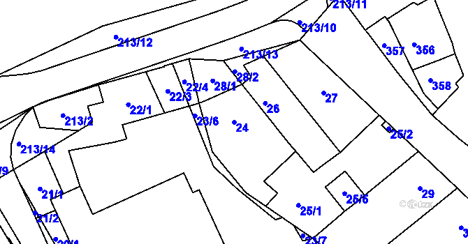Parcela st. 24 v KÚ Pozořice, Katastrální mapa