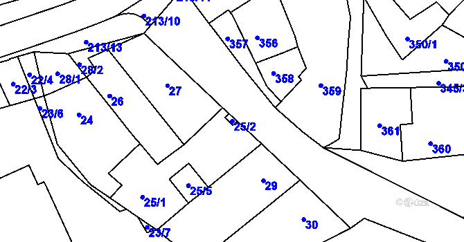 Parcela st. 25/2 v KÚ Pozořice, Katastrální mapa