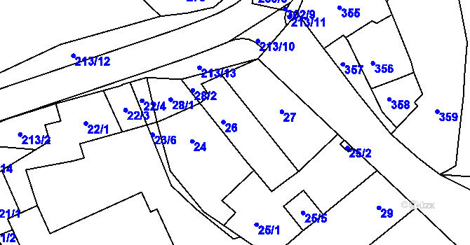 Parcela st. 26 v KÚ Pozořice, Katastrální mapa