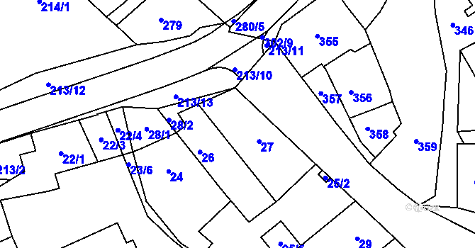 Parcela st. 27 v KÚ Pozořice, Katastrální mapa