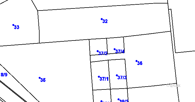Parcela st. 37/2 v KÚ Pozořice, Katastrální mapa