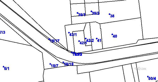 Parcela st. 42/1 v KÚ Pozořice, Katastrální mapa