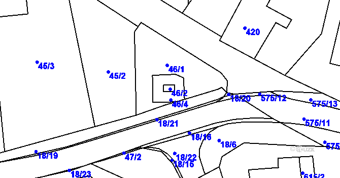 Parcela st. 46/2 v KÚ Pozořice, Katastrální mapa