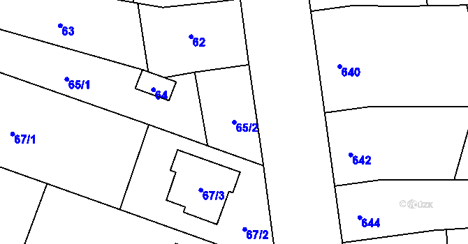 Parcela st. 65/2 v KÚ Pozořice, Katastrální mapa