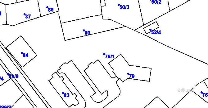 Parcela st. 76 v KÚ Pozořice, Katastrální mapa