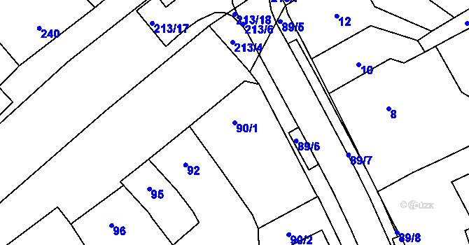 Parcela st. 90/1 v KÚ Pozořice, Katastrální mapa