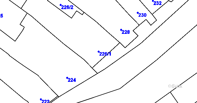 Parcela st. 226/1 v KÚ Pozořice, Katastrální mapa