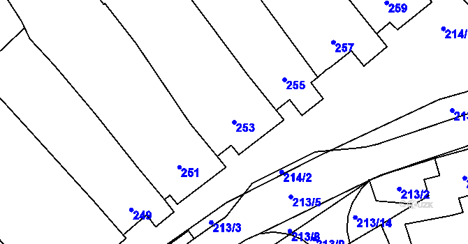 Parcela st. 253 v KÚ Pozořice, Katastrální mapa