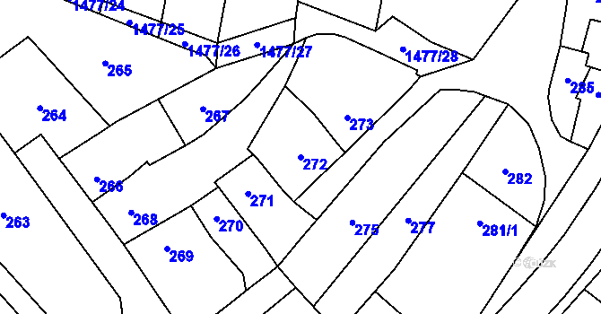 Parcela st. 272 v KÚ Pozořice, Katastrální mapa