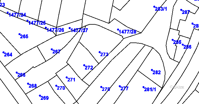 Parcela st. 273 v KÚ Pozořice, Katastrální mapa