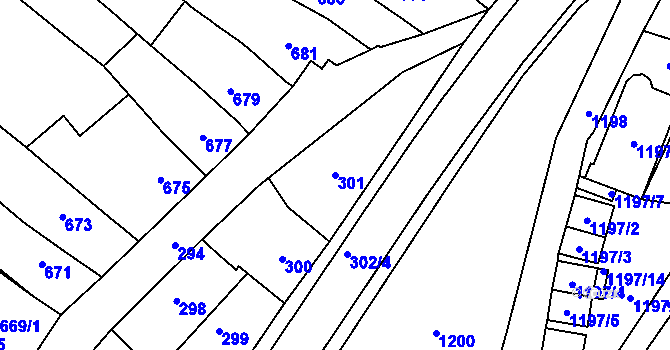 Parcela st. 301 v KÚ Pozořice, Katastrální mapa