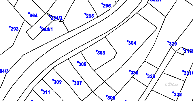 Parcela st. 303 v KÚ Pozořice, Katastrální mapa