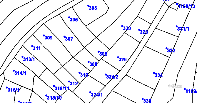 Parcela st. 306 v KÚ Pozořice, Katastrální mapa