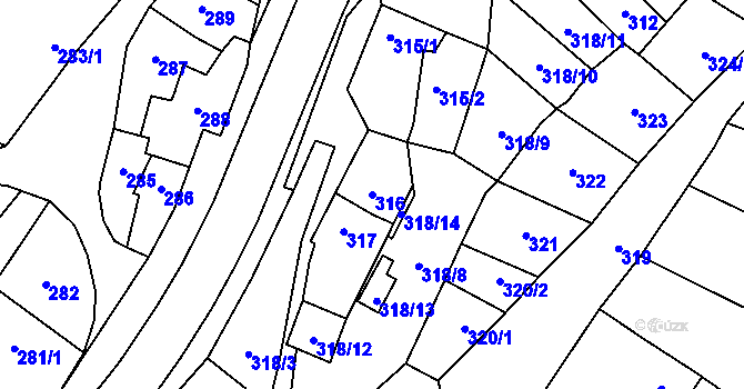 Parcela st. 316 v KÚ Pozořice, Katastrální mapa