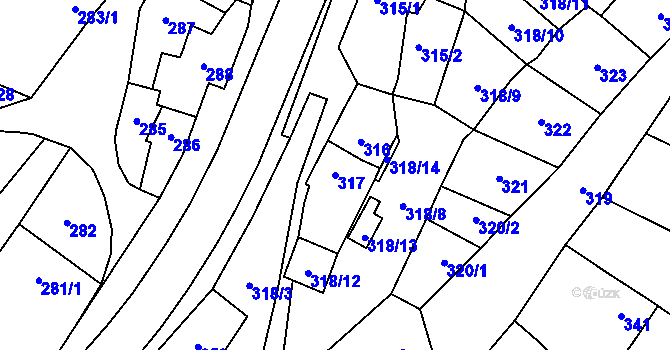 Parcela st. 317 v KÚ Pozořice, Katastrální mapa