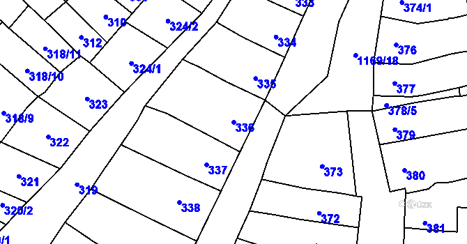 Parcela st. 336 v KÚ Pozořice, Katastrální mapa