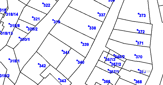 Parcela st. 339 v KÚ Pozořice, Katastrální mapa