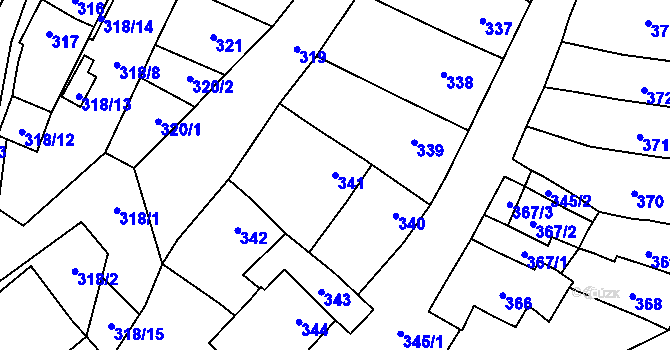 Parcela st. 341 v KÚ Pozořice, Katastrální mapa