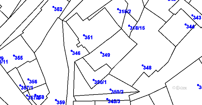 Parcela st. 349 v KÚ Pozořice, Katastrální mapa
