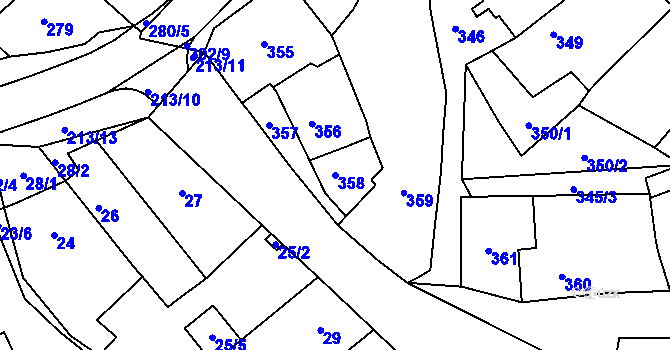 Parcela st. 358 v KÚ Pozořice, Katastrální mapa