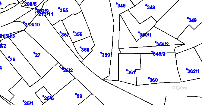 Parcela st. 359 v KÚ Pozořice, Katastrální mapa