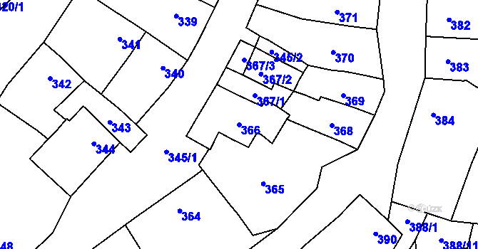 Parcela st. 366 v KÚ Pozořice, Katastrální mapa
