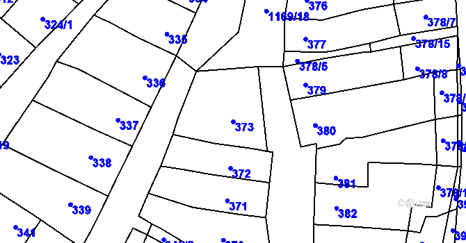 Parcela st. 373 v KÚ Pozořice, Katastrální mapa