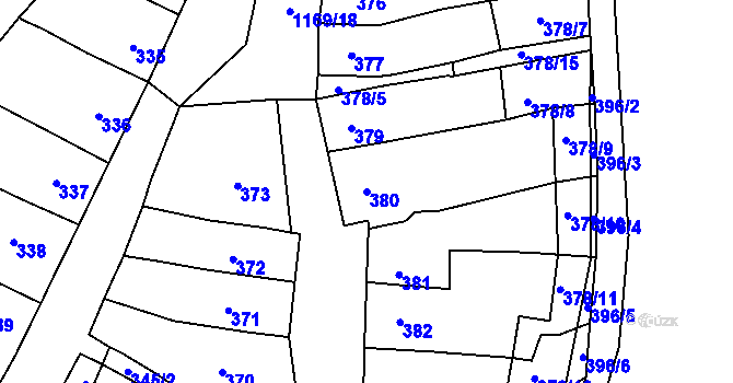 Parcela st. 380 v KÚ Pozořice, Katastrální mapa
