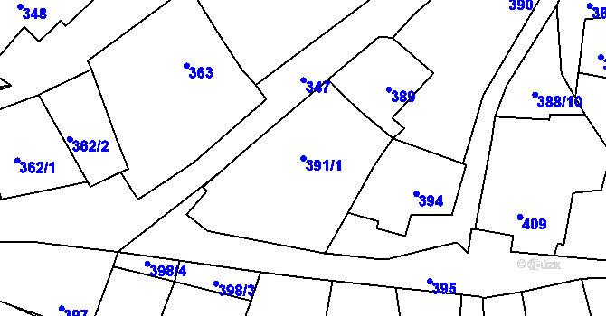 Parcela st. 391/1 v KÚ Pozořice, Katastrální mapa