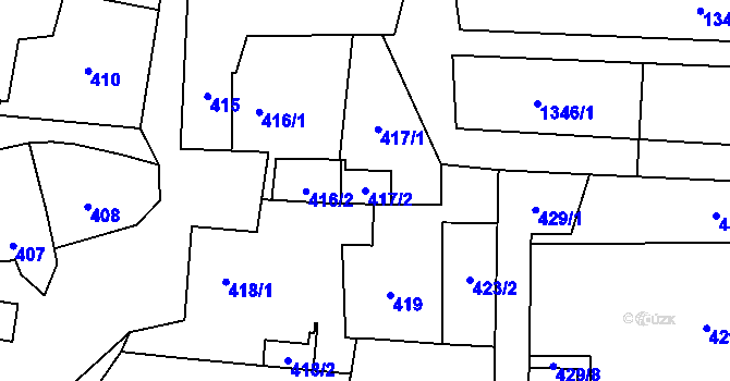 Parcela st. 417/2 v KÚ Pozořice, Katastrální mapa