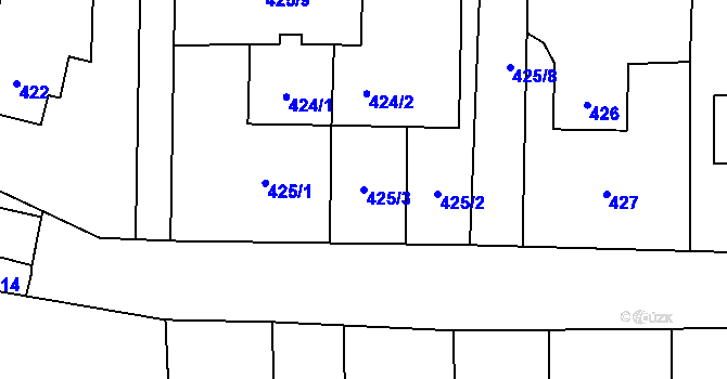 Parcela st. 425/3 v KÚ Pozořice, Katastrální mapa