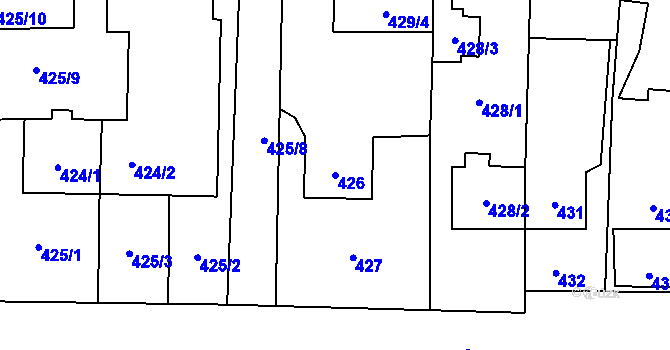 Parcela st. 426 v KÚ Pozořice, Katastrální mapa