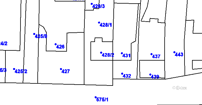 Parcela st. 428/2 v KÚ Pozořice, Katastrální mapa