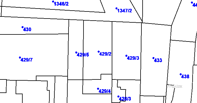 Parcela st. 429/2 v KÚ Pozořice, Katastrální mapa