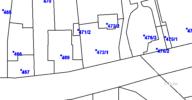 Parcela st. 472/1 v KÚ Pozořice, Katastrální mapa
