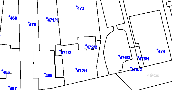 Parcela st. 472/2 v KÚ Pozořice, Katastrální mapa